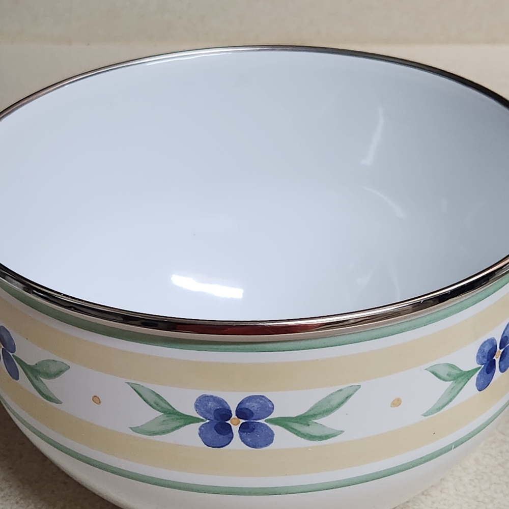 Pfaltzgraff “Summer Breeze” Metal Mixing Bowl Trio | Enamel Nesting Set - Picture 13 of 16